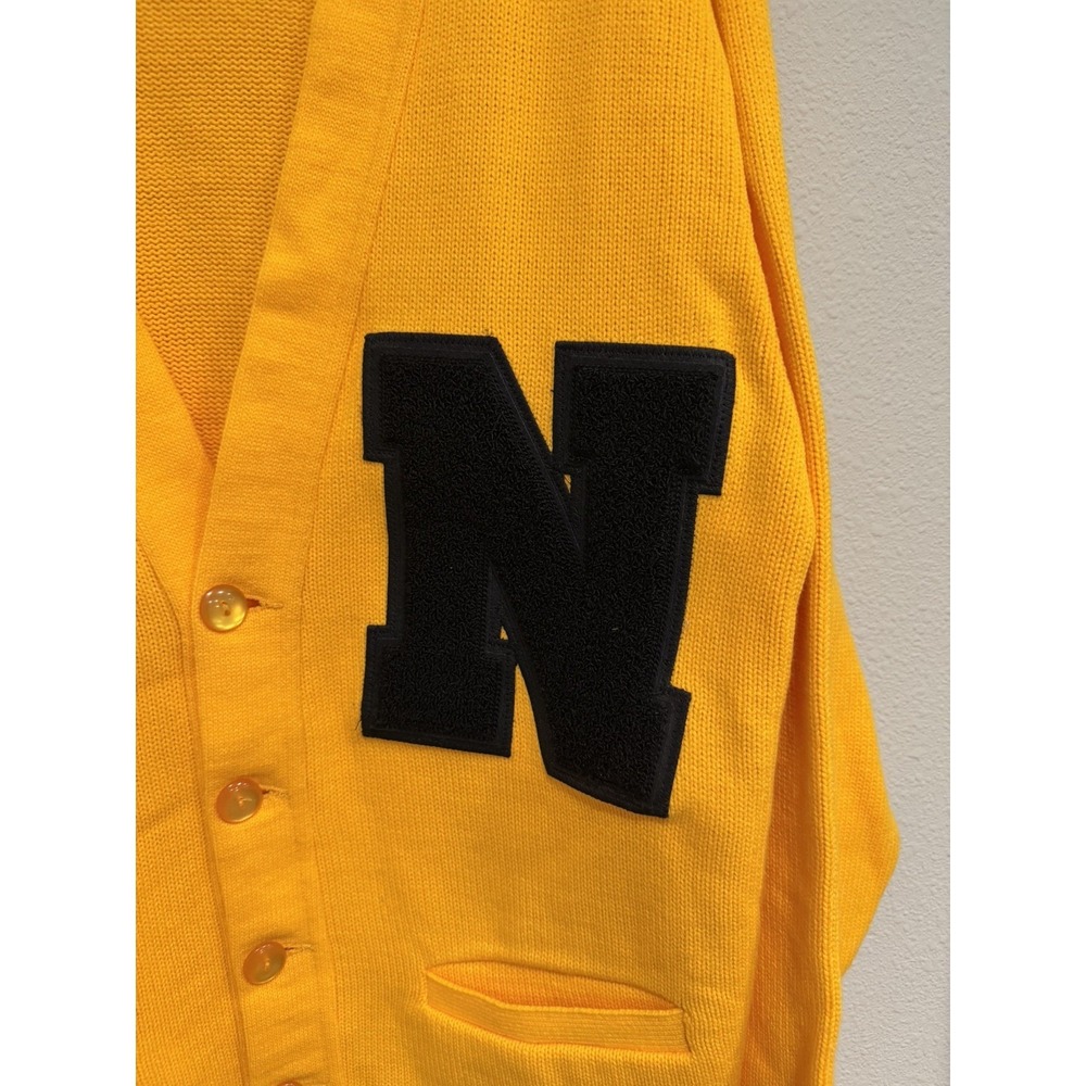 Vintage Bristol Products Acrylic Letterman's Cardigan Yellow Size 48 Made In USA - Picture 2 of 6